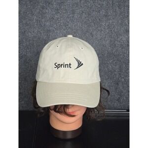 VTG Sprint Logo Baseball Cap Beige Cotton One Size Adjustable Strap Casual Sport